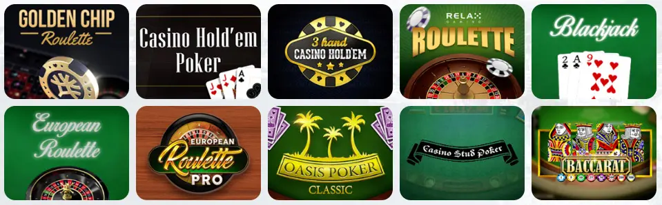 Jeux de table au ZINKRA CASINO